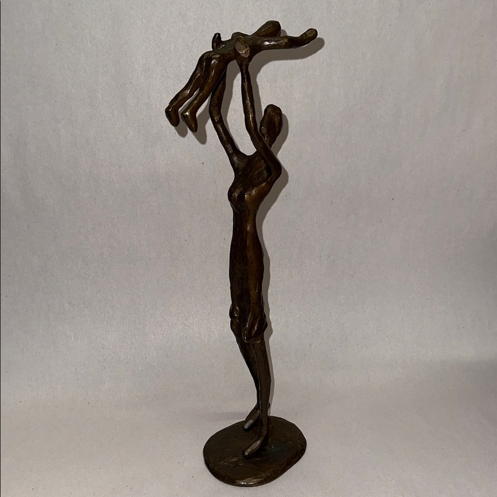 Bronze Sculpture Mother and Child 13” - Picture 3 of 10